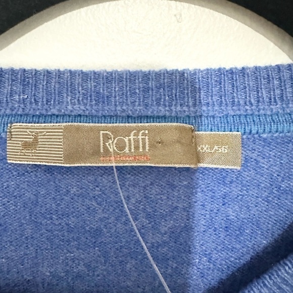Raffi 100% Cashmere Long Sleeve V-Neck Pullover Sweater Blue XXL - Picture 2 of 4